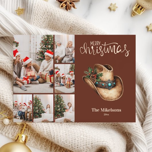 Cartes Pour Fêtes Annuelles Western Cowboy Casquette Noël 6 Photo