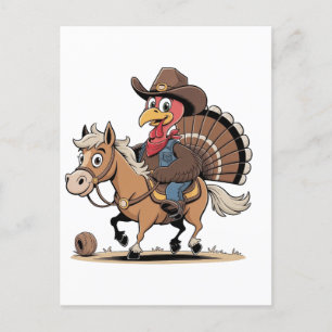 Cartes Pour Fêtes Annuelles Western Cuisiné Turquie Thankgiving Cowboy Cowgirl