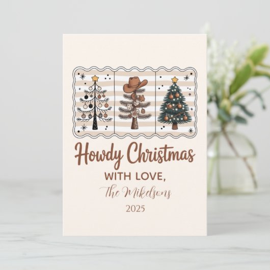 Cartes Pour Fêtes Annuelles Western Howdy Cowboy Christmas (Debout devant)