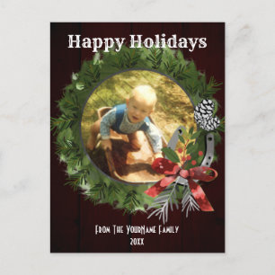 Cartes Pour Fêtes Annuelles Western Wreath Photo de vacances personnalisée