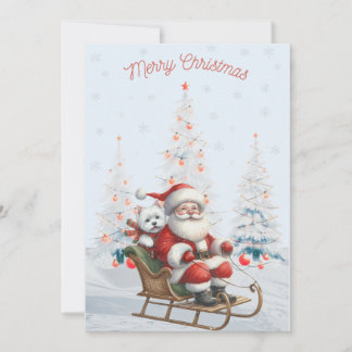 Cartes Pour Fêtes Annuelles Westie avec Père Noël Merry Christmas Card