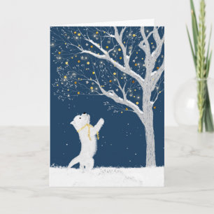 Cartes Pour Fêtes Annuelles Westie chiot et arbre dans la neige