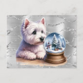 Cartes Pour Fêtes Annuelles Westie Christmas Globe On Silver (Devant)