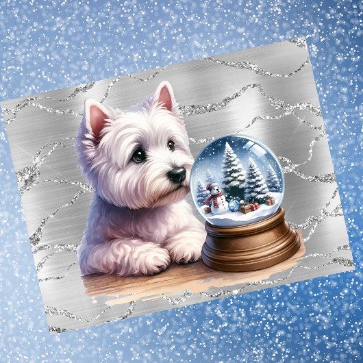 Cartes Pour Fêtes Annuelles Westie Christmas Globe On Silver