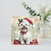 Cartes Pour Fêtes Annuelles Westie Christmas Santa Hat (Debout devant)