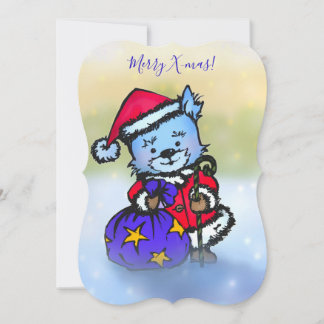 Cartes Pour Fêtes Annuelles Westie Santa Claus - Joyeux Noël ! Main tirée