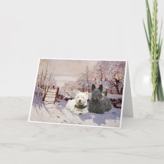 Cartes Pour Fêtes Annuelles Westie & Scottie Hiver Pie (Devant)