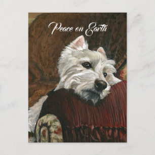 Cartes Pour Fêtes Annuelles Westie se prélassant sur le canapé