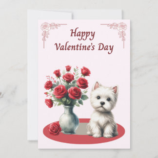 Cartes Pour Fêtes Annuelles Westie with Roses Valentine's Card