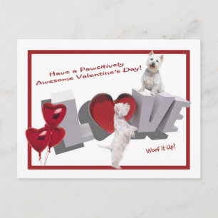 Cartes Pour Fêtes Annuelles Westie Woof It Up Valentine's Day Postcard