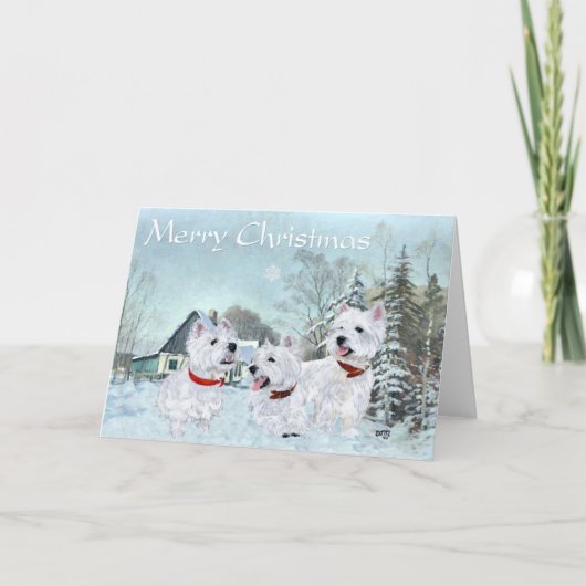 Cartes Pour Fêtes Annuelles Westies Love the Wintertime (Devant)