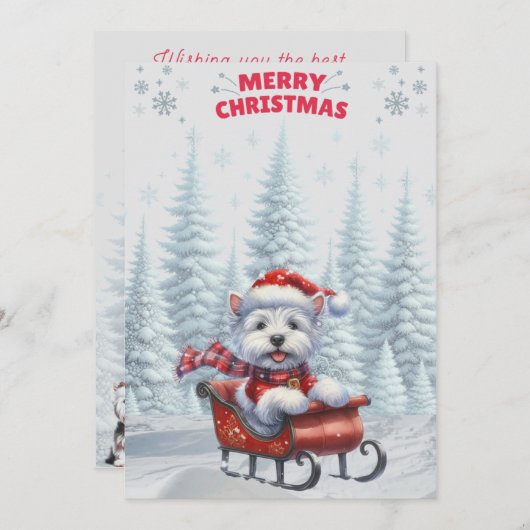 Cartes Pour Fêtes Annuelles Westin in Sled Joyeux Noël Card (Devant / Derrière)