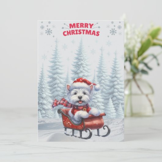 Cartes Pour Fêtes Annuelles Westin in Sled Joyeux Noël Card (Debout devant)
