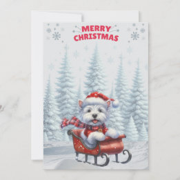 Cartes Pour Fêtes Annuelles Westin in Sled Joyeux Noël Card