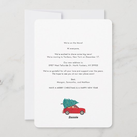 Cartes Pour Fêtes Annuelles We've Moved Christmas Moving (Dos)