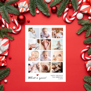 Cartes Pour Fêtes Annuelles What A Year 12 Photo Collage Nouveau bébé Noël
