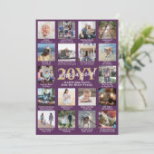 Cartes Pour Fêtes Annuelles What a Year 18 Photo Collage and Captions Purple (Debout devant)