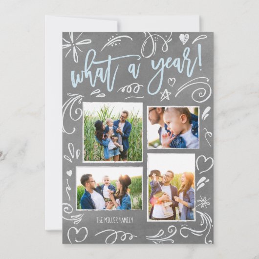 Cartes Pour Fêtes Annuelles What A Year Doodles Collage 4 Photo (Devant)
