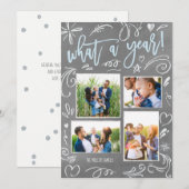 Cartes Pour Fêtes Annuelles What A Year Doodles Collage 4 Photo (Devant / Derrière)