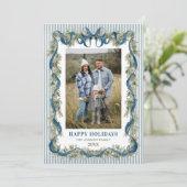 Cartes Pour Fêtes Annuelles What a Year Dusty Blue Bow Christmas 13 Photo (Debout devant)