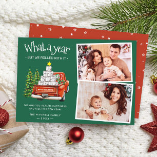 Cartes Pour Fêtes Annuelles What A Year Red Truck Christmas Tree 2 Photo