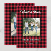 Cartes Pour Fêtes Annuelles What An 2 Photo Noël Rouge Buffalo Check (Devant / Derrière)