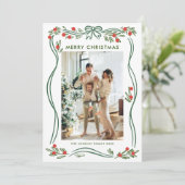 Cartes Pour Fêtes Annuelles Whimsage Green Christmas Bow Ribbon 2 Photo (Debout devant)