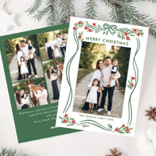 Cartes Pour Fêtes Annuelles Whimsage Green Christmas Bow Ribbon 5 Photo