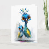 Cartes Pour Fêtes Annuelles Whimsical Blue Peacock Mother's Day (Devant)
