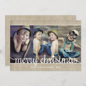 Cartes Pour Fêtes Annuelles Whimsical Burlap Rustique Joyeux Noël Photo (Devant / Derrière)