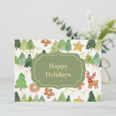 Cartes Pour Fêtes Annuelles Whimsical Charming Watercolor Christmas Desing (Debout devant)