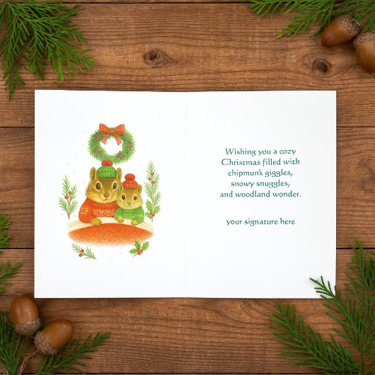 Cartes Pour Fêtes Annuelles Whimsical Chipmunk Christmas Greeting Card