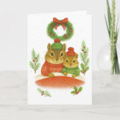 Cartes Pour Fêtes Annuelles Whimsical Chipmunk Christmas Greeting Card (Devant)