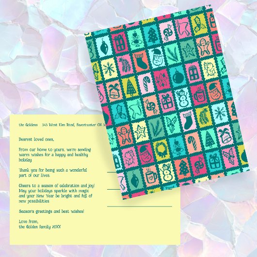 Cartes Pour Fêtes Annuelles Whimsical Christmas Grid Cute Custom