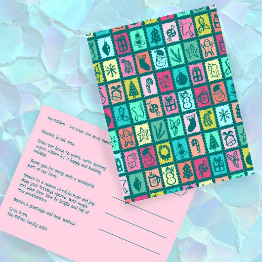 Cartes Pour Fêtes Annuelles Whimsical Christmas Grid Cute Custom