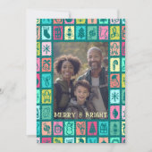 Cartes Pour Fêtes Annuelles Whimsical Christmas Grid Cute Custom 3 PHOTO (Devant)