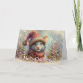 Cartes Pour Fêtes Annuelles Whimsical Christmas Mouse With Hat Christian (Devant)