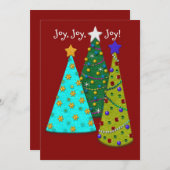 Cartes Pour Fêtes Annuelles Whimsical Christmas Trees Faux Felt Look (Devant / Derrière)