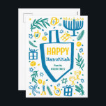 Cartes Pour Fêtes Annuelles Whimsical Cute Dreidel Menorah CUSTOM HANOUKKA<br><div class="desc">Carte de vacances idéale pour une carte de vacances amusante! L'art fait main pour vous ! ENTIÈREMENT PERSONNALISABLE ! Cliquez sur "Personnaliser" ci-dessus pour modifier le texte. Cliquez sur "modifier à l'aide de l'outil de conception" pour ajuster les polices, les couleurs et les placements. (consultez mon magasin pour d'autres modèles...</div>