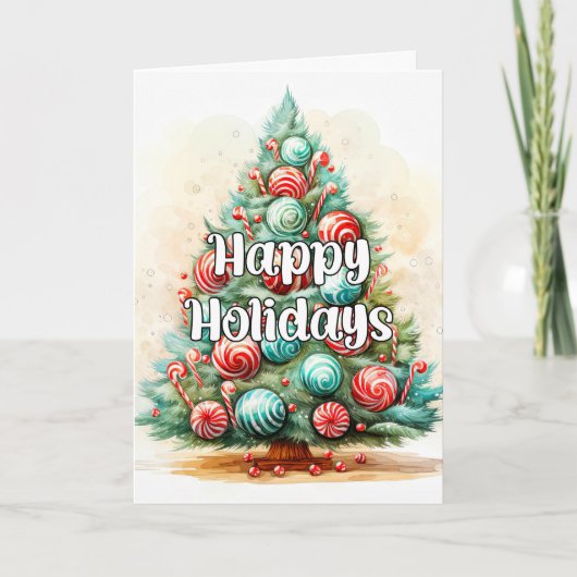 Cartes Pour Fêtes Annuelles Whimsical Decorative Merry Christmas Tree (Devant)