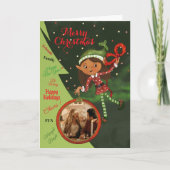 Cartes Pour Fêtes Annuelles Whimsical Elf Girl Photo Christmas Card | Green (Devant)