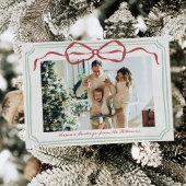 Cartes Pour Fêtes Annuelles Whimsical Frame Holiday Bow Family Photo Card