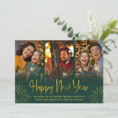 Cartes Pour Fêtes Annuelles Whimsical Gold Fireworks Happy New Year Photo (Debout devant)
