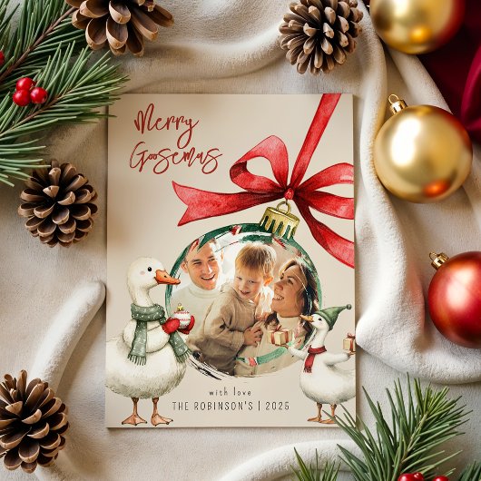Cartes Pour Fêtes Annuelles Whimsical Goose Photo Christmas