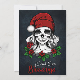 Cartes Pour Fêtes Annuelles Whimsical gothique Père Noël Crâne Noël