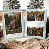 Cartes Pour Fêtes Annuelles Whimsical Grandmillenial Blue Bow Family Photo