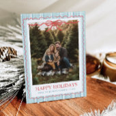 Cartes Pour Fêtes Annuelles Whimsical Grandmillenial Blue Bow Family Photo