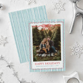 Cartes Pour Fêtes Annuelles Whimsical Grandmillenial Blue Bow Family Photo