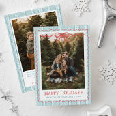 Cartes Pour Fêtes Annuelles Whimsical Grandmillenial Blue Bow Family Photo