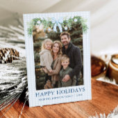 Cartes Pour Fêtes Annuelles Whimsical Grandmillenial Blue Bow Family Photo